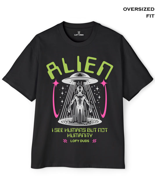 ALIEN_I SEE HUMANS-black T shirt